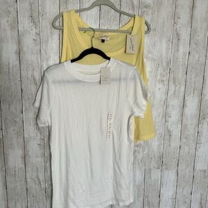 a new day Yellow and White Short Sleeve Tops